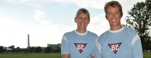 Andrea Reister and Marty Ashley practice for the Gay Games Monday evening at Hains Point in Washington. Both have won medals in past Gay Games events, and are hoping to add to their trophy case in Germany next week. (Blade photo by Michael Key)