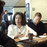 Lynne Brown addresses Blade staffers in a coffee shop in downtown Washington the day after Window Media closed the paper last November. (Blade file photo by Joey DiGuglielmo)