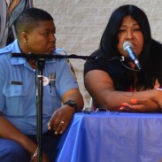 From left; Officer Juanita Foreman and transgender activist Ruby Corado discuss anti-trans violence in the District.