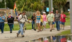 Richard Noble ends his walk across the country last month in Jacksonville, Fla. (Photo courtesy of Richard Noble)