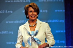 House Minority Leader Nancy Pelosi (D-Calif.) speaks at the International AIDS Conference (Blade photo by Michael Key)