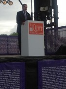 Mayor Vincent Gray at the AIDS Memorial Quilt (Blade photo by Michael K. Lavers)