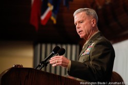 Commandant Gen. James Amos speaks at the National Press Club (Blade photo by Jonathan Ellis)