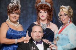 Along with Emperor Fidel I, seated, are (from left to right) Empress XXI of Corpus Christi, BeBe Evanson-Hughes; Empress XXVI of New York, Witti Repartee; and Absolute Empress XLVI of San Francisco, Saybeline Fernandez. The Imperial Court has a charity coronation event Saturday at Washington Mariott. (Photo courtesy Imperial Court)