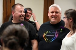 Steven Bridges and Michael Snell exchanged vows inside Portland City Hall shortly after midnight on Dec. 29. (Photo courtesy of Kurt Graser/Knack Factory)