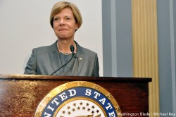 Sen. Tammy Baldwin was among the signers of the congressional Democrats brief against DOMA (Washington Blade photo by Michael Key)
