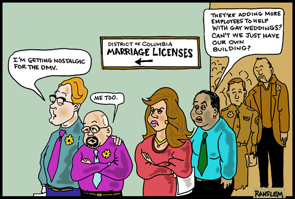 Cartoon Long Lines Same Sex Marriage Gay Marriage