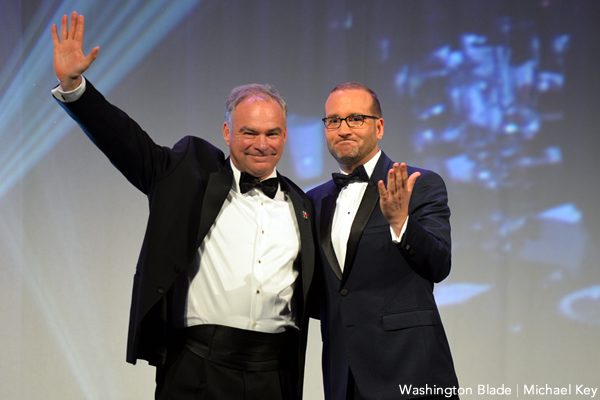 Tim Kaine, Chad Griffin, Human Rights Campaign National Dinner, gay news, Washington Blade