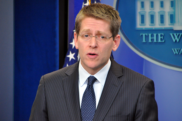 White House Press Secretary Jay Carney answers questions at the White House daily briefing