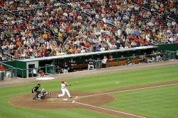 Jayson Werth lines a ball directly to the Marlin's shortstop