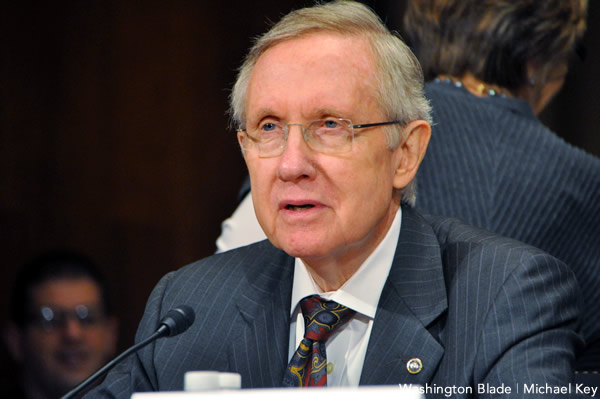 Senate Majority Leader Harry Reid (D-Nev.) is set to announce he'll bring ENDA to floor this Thanksgiving (Blade file photo by Michael Key).