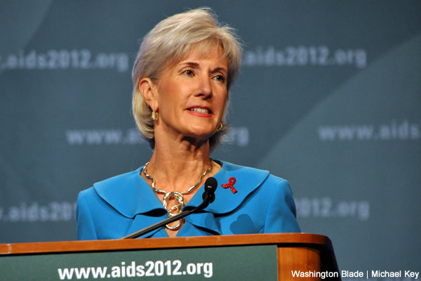 Secretary of Health & Human Services Kathleen Sebelius speaks before the AIDS 2012 International Conference