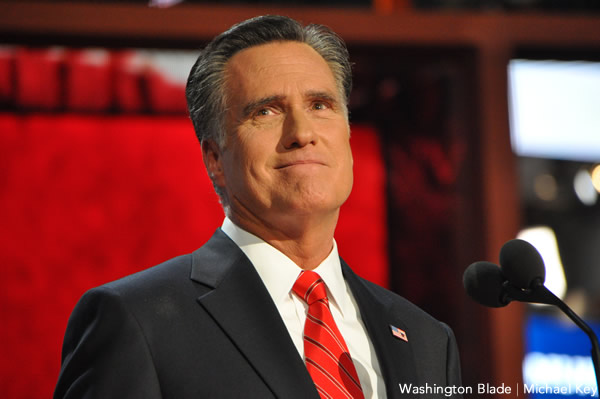 Former Republican presidential nominee Mitt Romney still opposes marriage equality (Blade file photo by Michael Key)