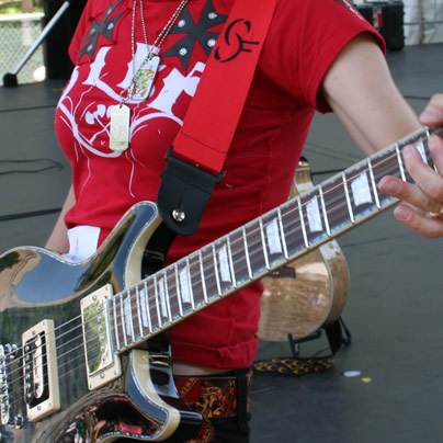 woman playing a guitar