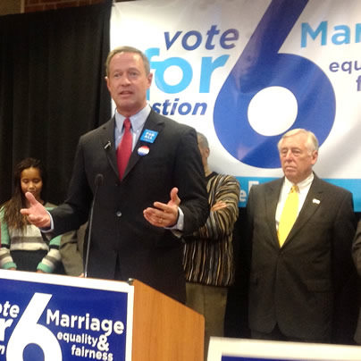 Martin O'Malley, Question 6, election 2012, Maryland, gay marriage, same sex marriage, gay news, Washington Blade