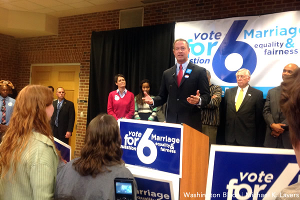 Martin O'Malley, Question 6, election 2012, Maryland, gay marriage, same sex marriage, gay news, Washington Blade