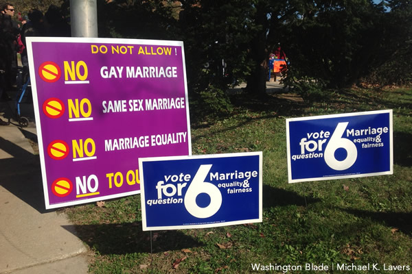 Question 6, Maryland, gay marriage, same sex marriage, marriage equality, gay news, Washington Blade