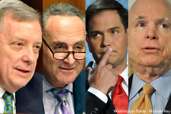 Dick Durbin, Chuck Schumer, Marco Rubio, John McCain, United States Senate, gay news, Washington Blade