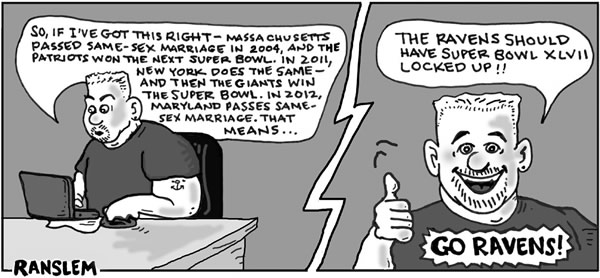 cartoon, Baltimore Ravens, gay marriage, Maryland, same-sex marriage, marriage equality, gay news, Washington Blade