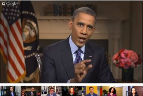 President Obama speaks at Google "Fireside Hangout" (Blade screenshot by Chris Johnson)