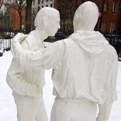 Greenwich Village, gay rights, statues, gay news, Washington Blade, Christopher Park, gay liberation, Sheridan Square, George Segal