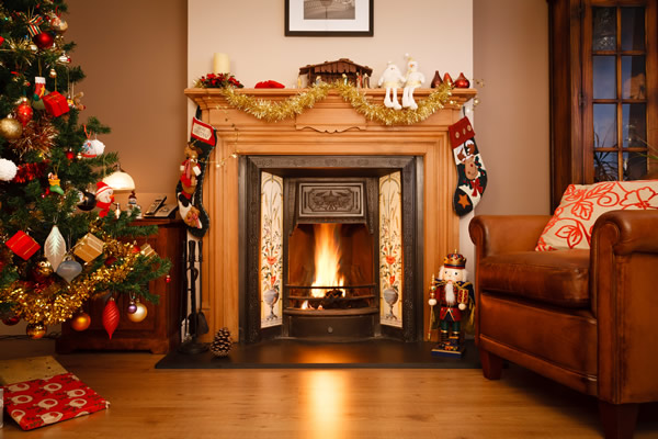 real estate, Christmas, Christmas tree, fireplace, living room, gay news, Washington Blade