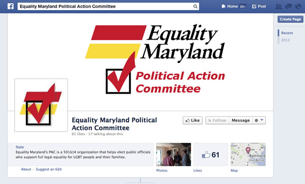 Facebook page, Equality Maryland Political Action Committee