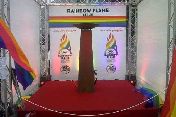 rainbow flame, Berlin, Russia, Sochi, Germany, Winter Olympics, anti-gay, Vladimir Putin, gay news, Washington Blade