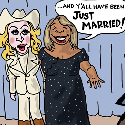 cartoon, married, Queen Latifah, Madonna