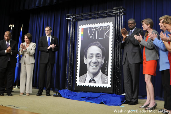 Harvey Milk, Stuart Milk, USPS, United States Postal Service, Nancy Pelosi, John Lewis, Tammy Baldwin, Ronald Stroman, Samantha Power, gay news, Washington Blade