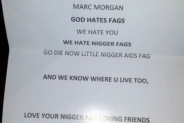 hate letter, Marc Morgan, gay news, Washington Blade
