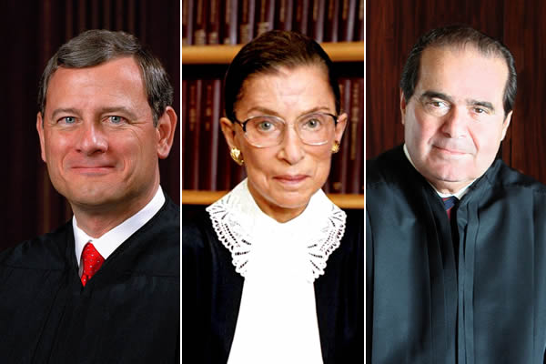 Supreme Court of the United States, John Roberts, Ruth Bader Ginsburg, Antonin Scalia, gay news, Washington Blade