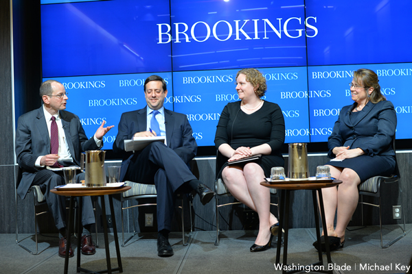 The Human Rights Campaign's Sarah Warbelow spoke at panel at the Brookings Institute (Blade photo by Michael Key).