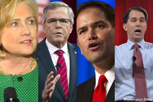 Hillary Clinton, Jeb Bush, Marco Rubio, Scott Walker, gay news, Washington Blade