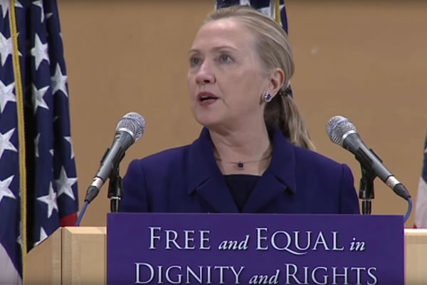 Hillary Clinton a speech in favor of international LGBT rights four years ago.