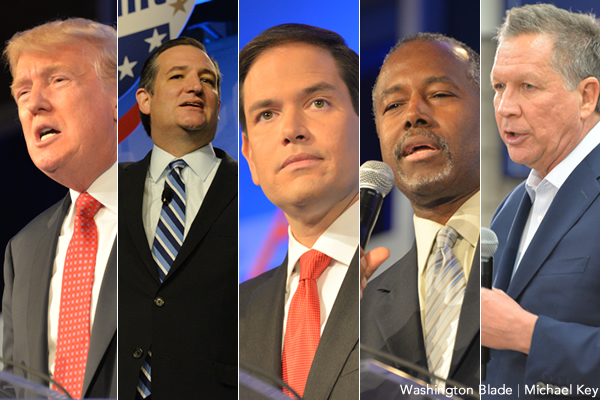 Republican Party, election 2016, Donald Trump, Ted Cruz, Marco Rubio, Ben Carson, John Kasich, gay news, Washington Blade