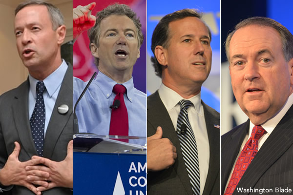 Martin O'Malley, Rick Santorum, Rand Paul, Mike Huckabee, election 2016, gay news, Washington Blade