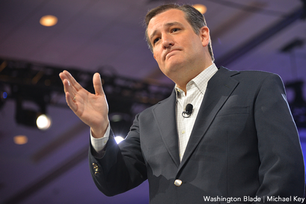 Ted Cruz indicated trans women should only use the restroom at home. (Washington Blade photo by Michael Key)