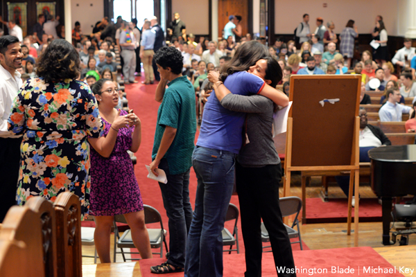 An LGBTQ Community Dialogue was held at Foundry United Methodist Church before the vigil. (Washington Blade photo by Michael Key)