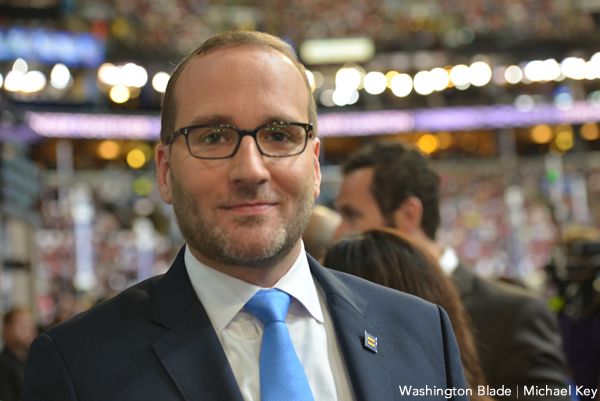 HRC President Chad Griffin on the floor of the Democratic National Convention in Philadelphia (Washington Blade photo by Michael Key)