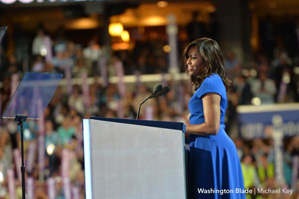 Michelle Obama delivered the best speech of her political life on Monday night. (Washington Blade photo by Michael Key)