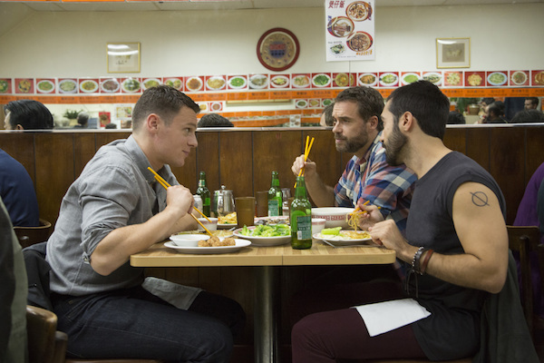 The cast of ‘Looking: the Movie’ are, from left, Jonathan Groff as Patrick, Murray Bartlett as Dom and Frankie J. Alvarez as Agustin. (Photo courtesy HBO)