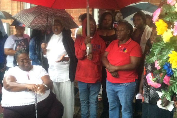 Family and friends gathered to pay respects to slain transgender woman, Deeniquia Dodds. (Blade photo by Jesse Arnholz)
