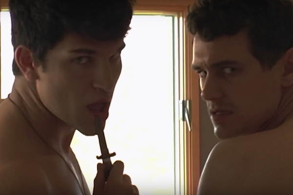 (Keegan Allen and James Franco in 'King Cobra.' Screenshot via YouTube.)