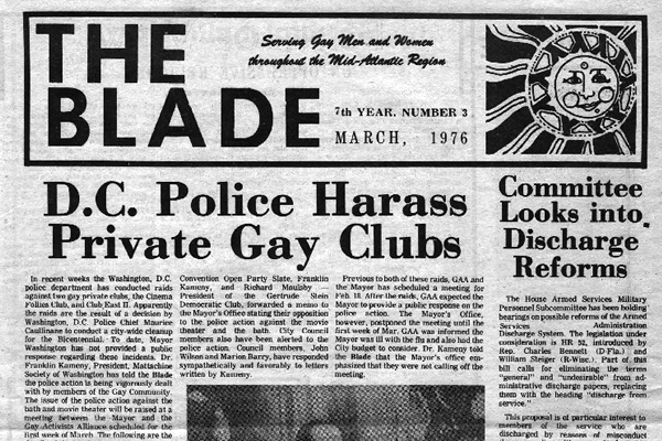 Washington Blade digitized archives, gay news, Washington Blade