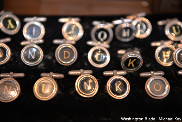 Cuff links at Lou Lou (Washington Blade photo by Michael Key)