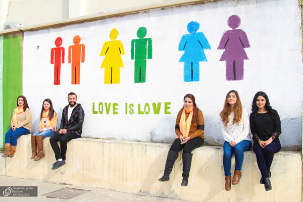 The Rasan Organization painted murals with messages in support of LGBT and women's rights throughout the city of Sulaymaniyah in the semi-autonomous Kurdish region of northern Iraq. (Photo courtesy of Capture Group/Zhyari)