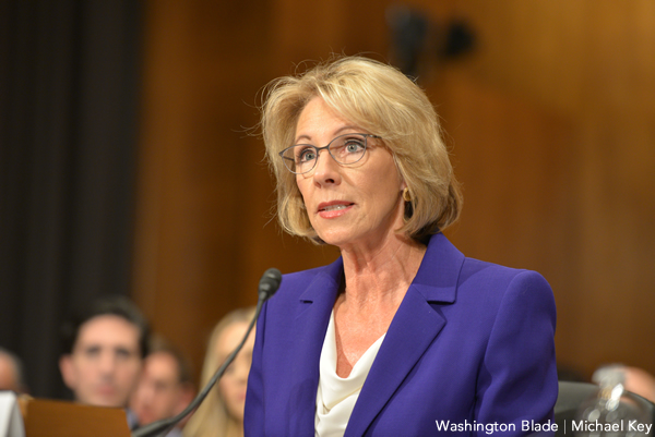 Betsy DeVos, sexual assault policy, gay news, Washington Blade