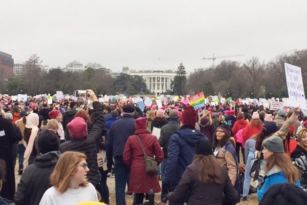 Protesters before the White House during the Women's March on Washington. (Photo file by Brandon Hankey)