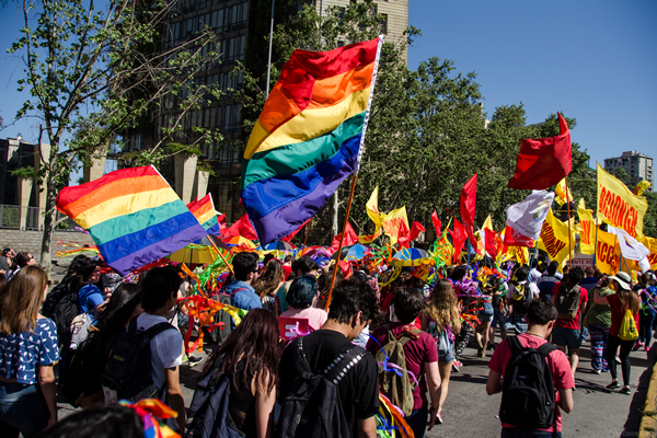 Same-sex marriage advocates protest in Santiago, Chile., in September 2016. (Photo courtesy of Francisca Becker)